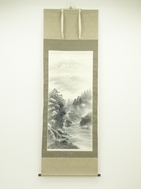別府鉄輪温泉所見　茂銘　掛け軸　共箱　書画、骨董品、美術品 別府鉄輪温泉所見 茂銘 掛け軸 共箱 書画、骨董品、美術品